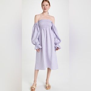 Sleeper Atlanta Linen Dress in Lavender Vichy